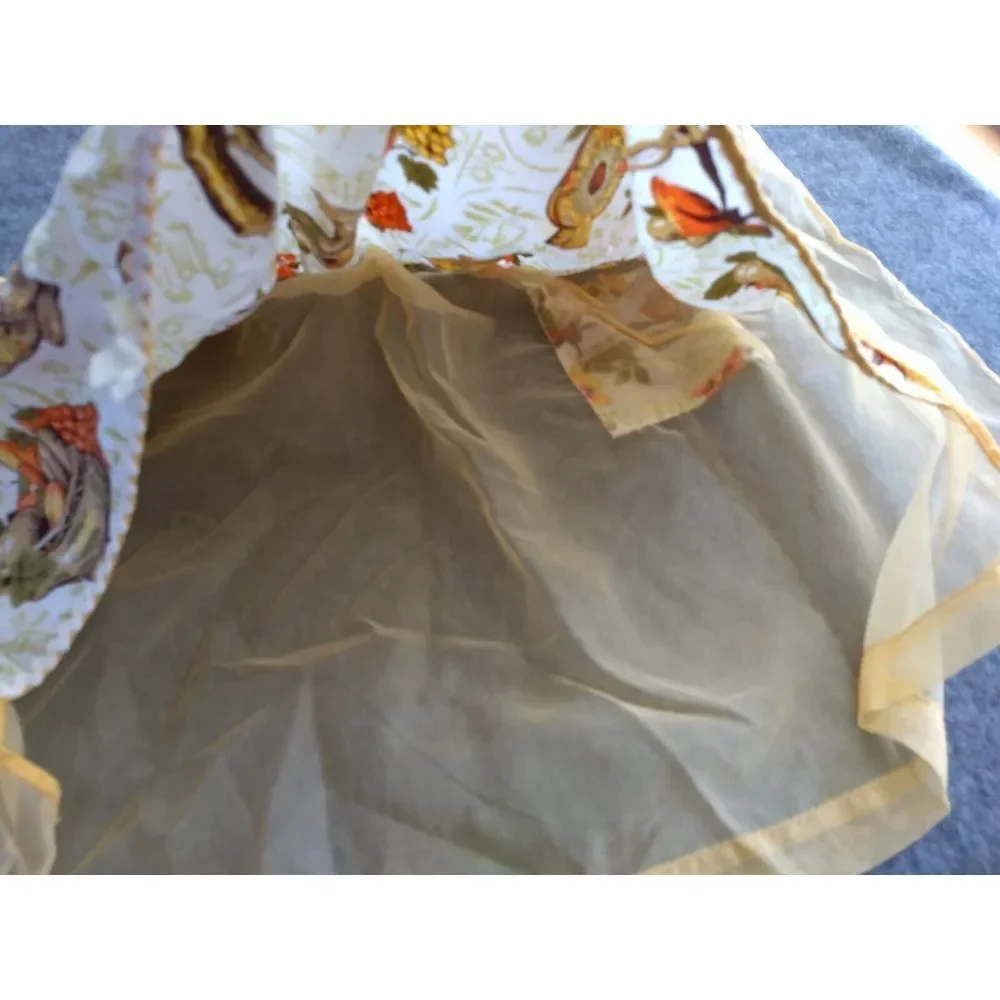 VTG HALF APRON Cotton Sheer Reversible Mod Classic 70s Orange Green Yellow Brown
